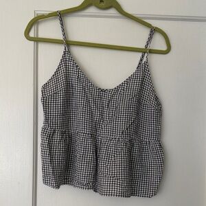 Cropped Flowy Peplum Gingham Top